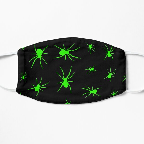 Bright Green Halloween Spider Pattern Flat Mask