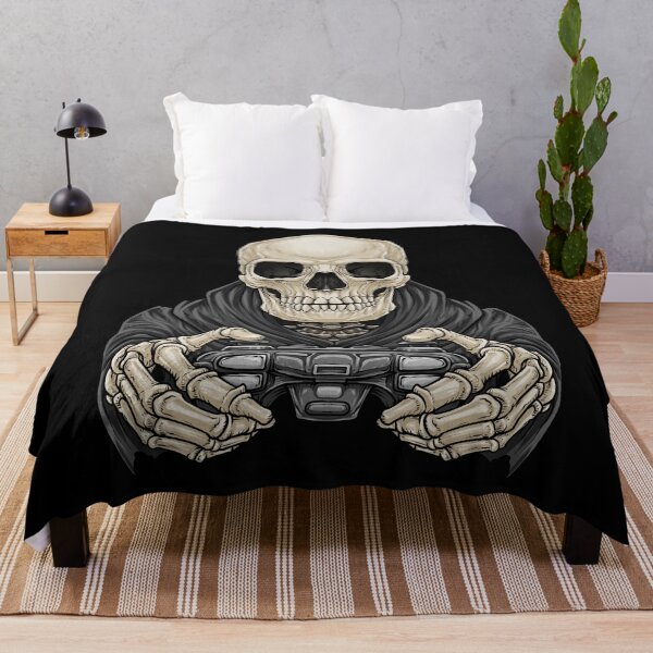 Item preview, Skeleton Gamer Skull Scary Halloween Gaming Lover Illustration designed and sold by Delightfully Cynical.