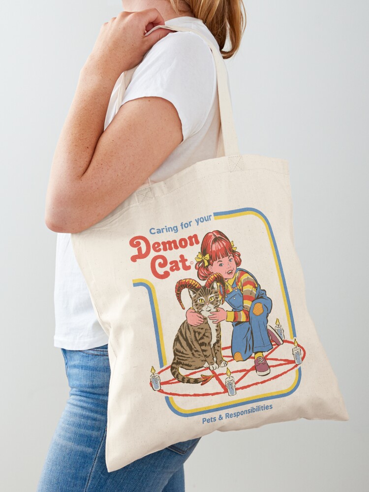 Thumbnail 1 of 5, Tote Bag, Caring For Your Demon Cat designed and sold by Steven Rhodes.