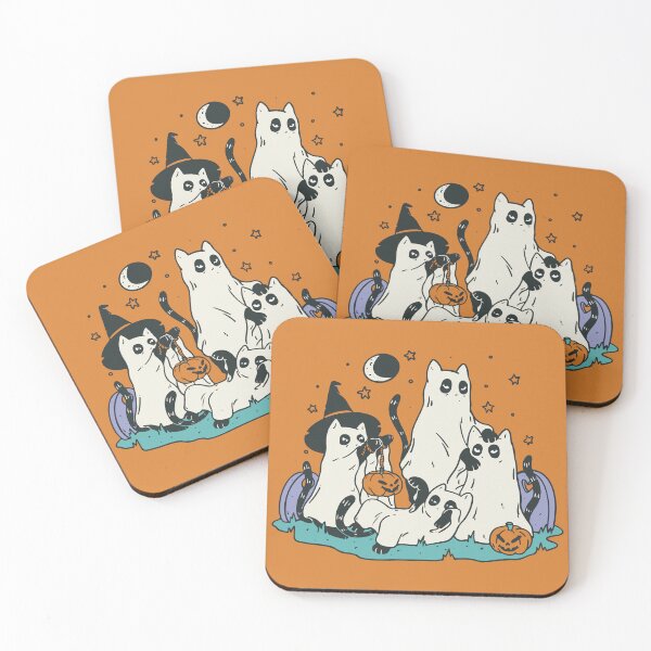 Item preview, Halloween including a group of cute cats in ghost costumes - Spooky Halloween phantom cats designed and sold by Palteeshop.