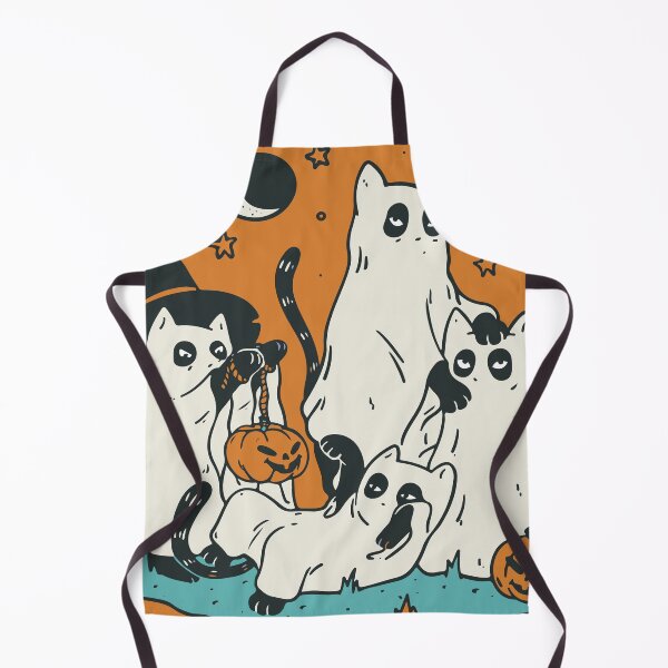 Aperçu de l'œuvre Halloween comprenant un groupe de chats mignons en costumes de fantômes - Spooky Halloween phantom cats créée et vendue par Palteeshop.