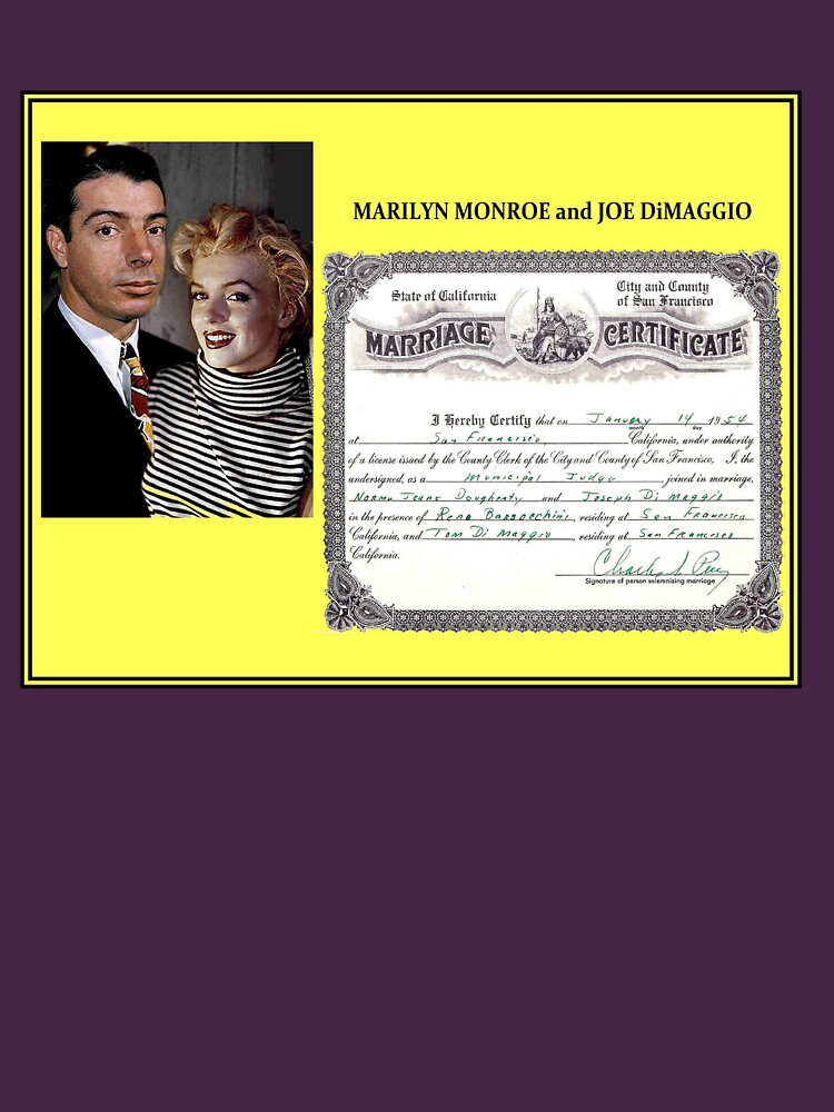 Marilyn Monroe, Joe DiMaggio's 1954 marriage certificate sells for