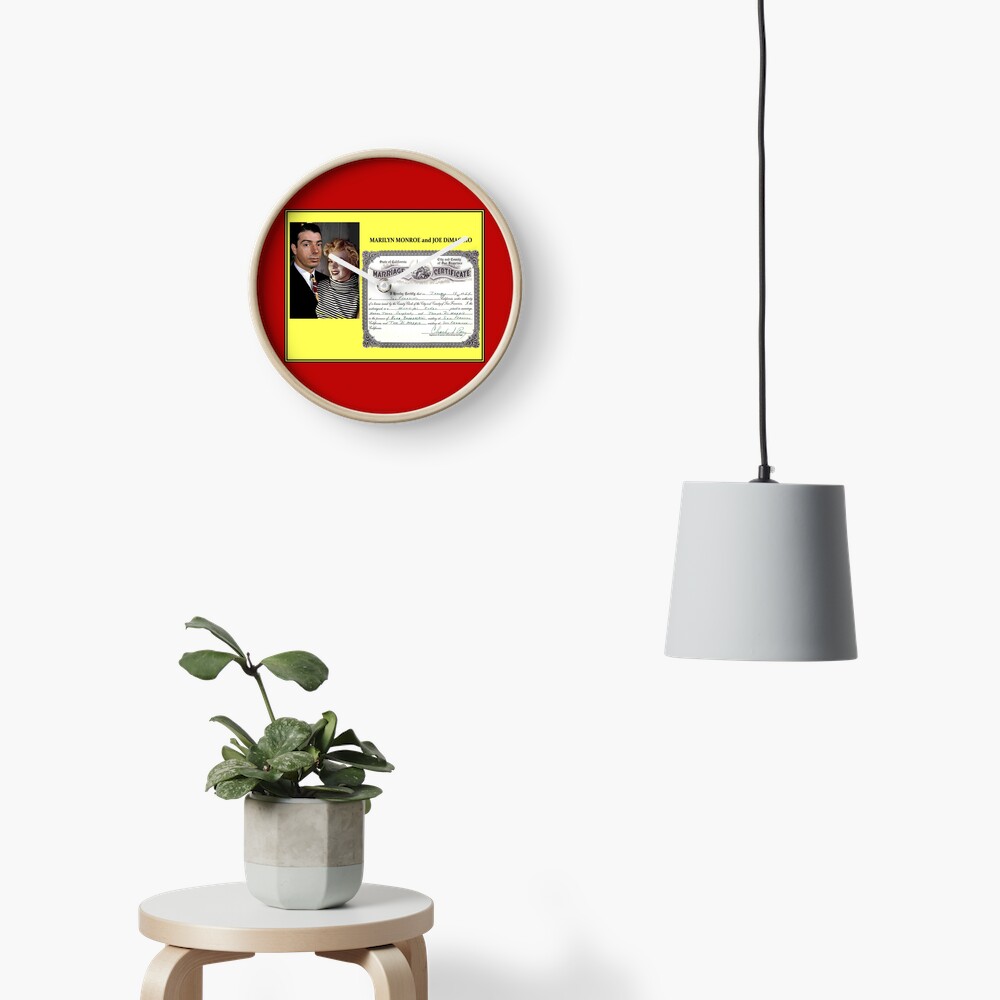 MARILYN MONROE and JOE DiMAGGIO : Wedding Print Clock