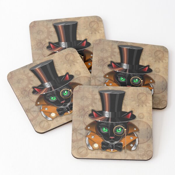 Item preview, Steampunk Cat vintage retro surreal portrait designed and sold by BluedarkArt.