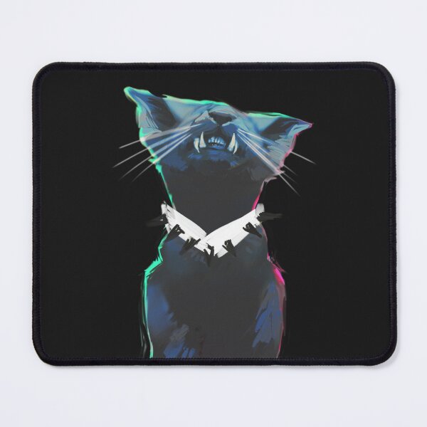 Item preview, white collar (black cat glitchy painting) designed and sold by revioLATE.