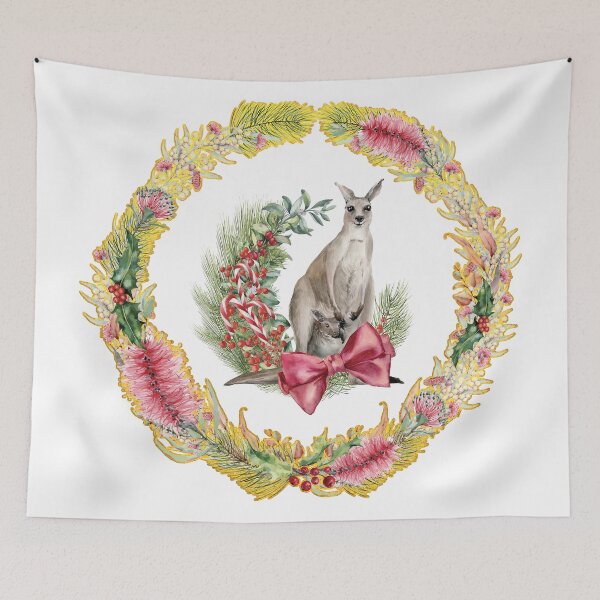Item preview, An Australian Native Floral Wreath - Christmas Kangaroo designed and sold by Annalee Beer.