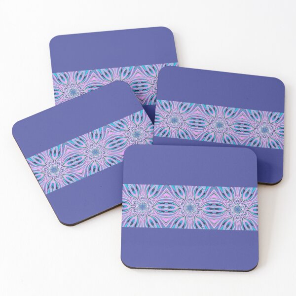 Item preview, Abstract Flowers Pattern Boho Vibes in a Thick Single Stripe on a Dark Blue Background designed and sold by Beachy.