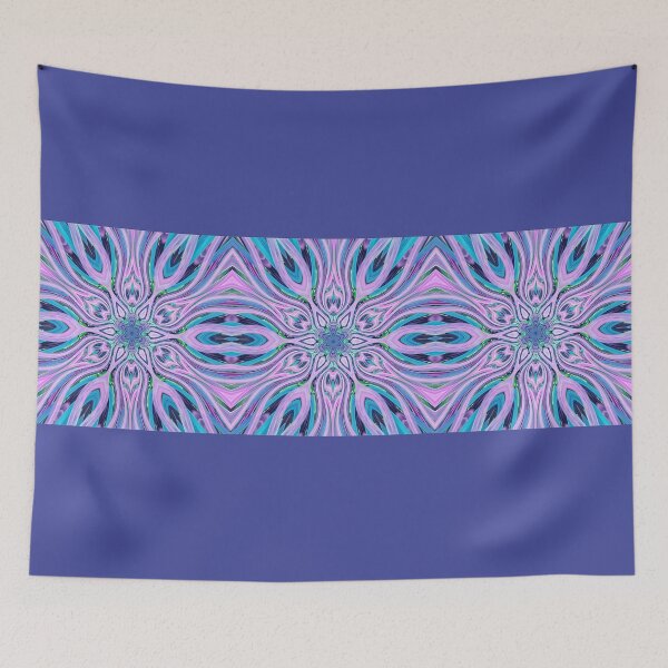 Item preview, Abstract Flowers Pattern Boho Vibes in a Thick Single Stripe on a Dark Blue Background designed and sold by Beachy.
