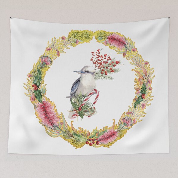 Item preview, An Australian Native Floral Wreath - Christmas Kookaburra designed and sold by Annalee Beer.