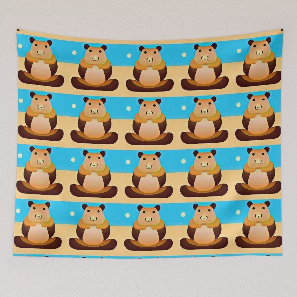 Item preview, Capybara Bear Zen Monk Vector Illustration sitting in meditation designed and sold by SubtleSplit.