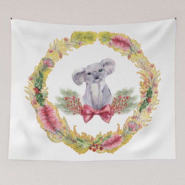 Item preview, An Australian Native Floral Wreath - Christmas Koala designed and sold by Annalee Beer.