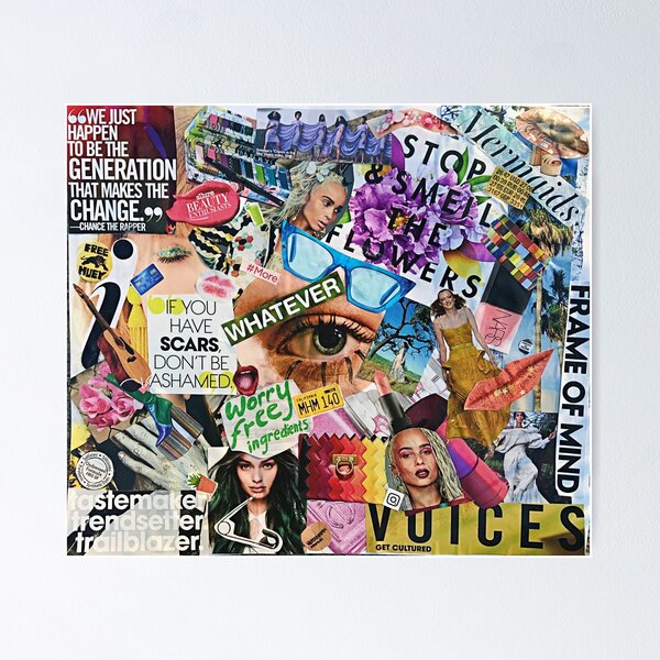 Face Collage With Magazine Cutouts,¨ Hey, Girl You Got This¨. | Poster