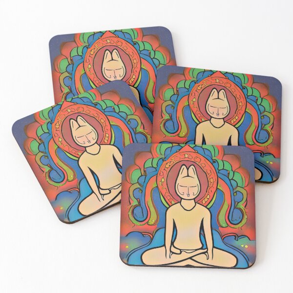 Item preview, Cat Man Meditating In Front of A Radiating Lotus Background designed and sold by SubtleSplit.
