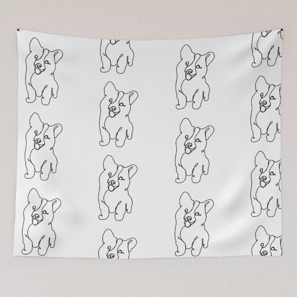 Item preview, Happy Lil’ Wiggle - Black and White String Drawing of a Corgi - Hand-drawn art perfect for stickers and mugs, legging, notebooks, t-shirts, greeting cards, socks, hoodies, pillows and more designed and sold by cherdoodles.