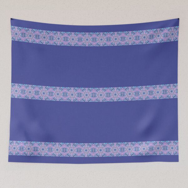 Item preview, Abstract Flowers Pattern Boho Vibes Stripes on a Dark Blue Background designed and sold by Beachy.