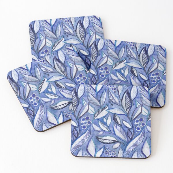 Item preview, Textured Painted Leaves in Royal Blue Purple and Grey designed and sold by micklyn.