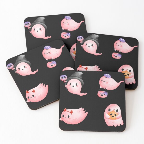 Artikelvorschau, Niedliche Halloween-Rosa-Boo-Geister entworfen und verkauft von Pixelish.