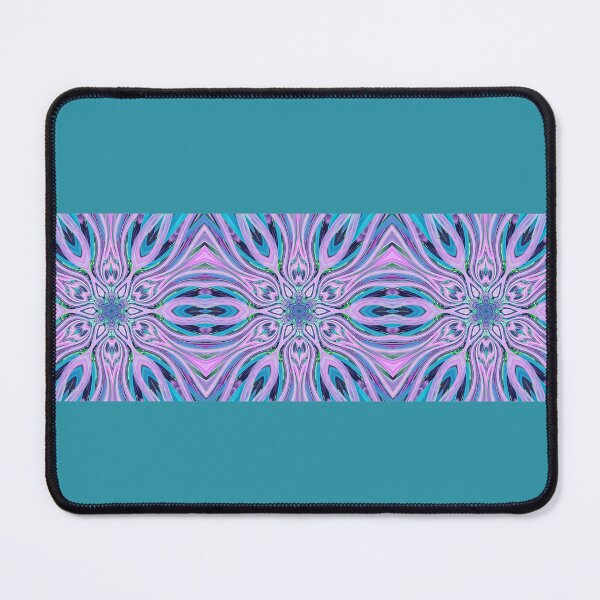 Item preview, Abstract Flowers Pattern Boho Vibes in a Thick Single Stripe on a Greenish Dark Cyan Background designed and sold by Beachy.