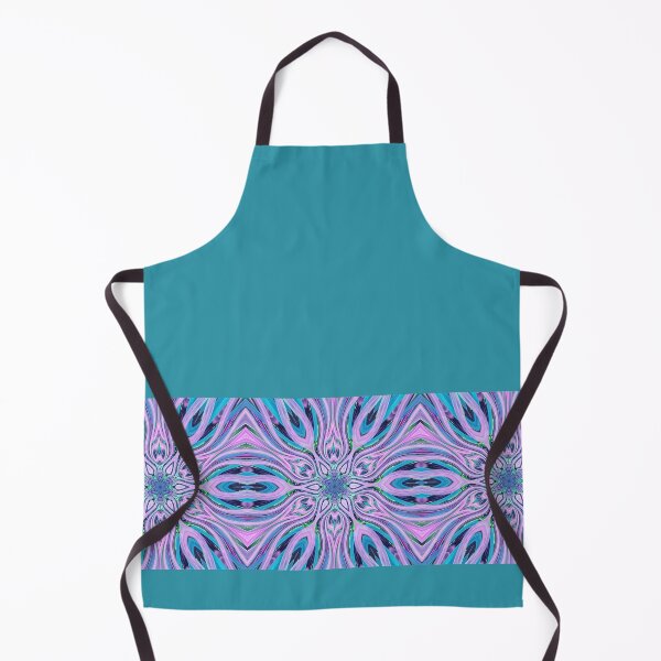 Item preview, Abstract Flowers Pattern Boho Vibes in a Thick Single Stripe on a Greenish Dark Cyan Background designed and sold by Beachy.
