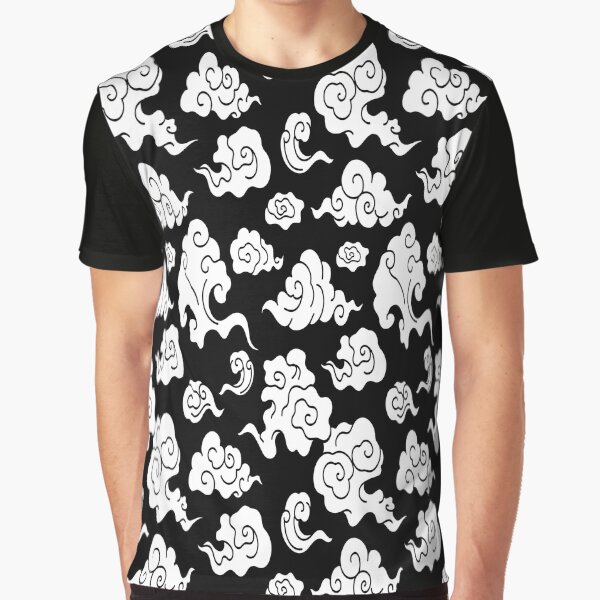 White Cloud Pattern Traditional Illustration Graphic T-Shirt