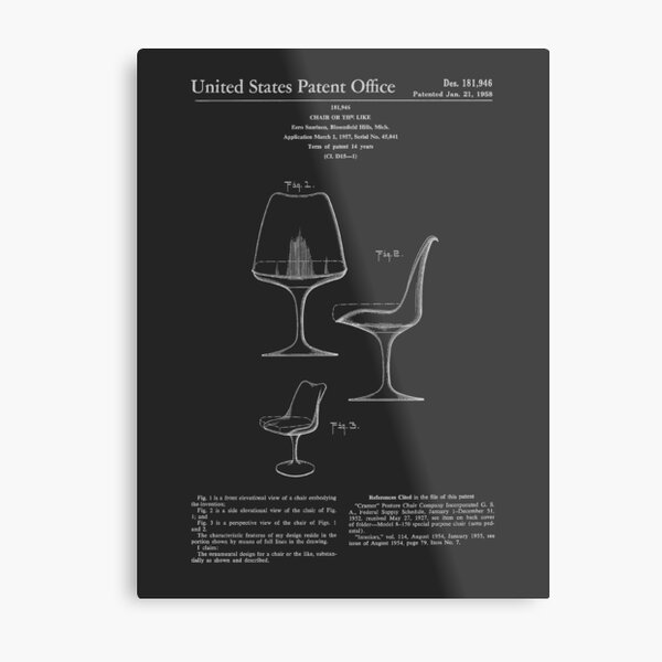 Item preview, Mid Century Modern Eero Saarinen Tulip Chair Patent Drawing designed and sold by Designs by Kool Kat.