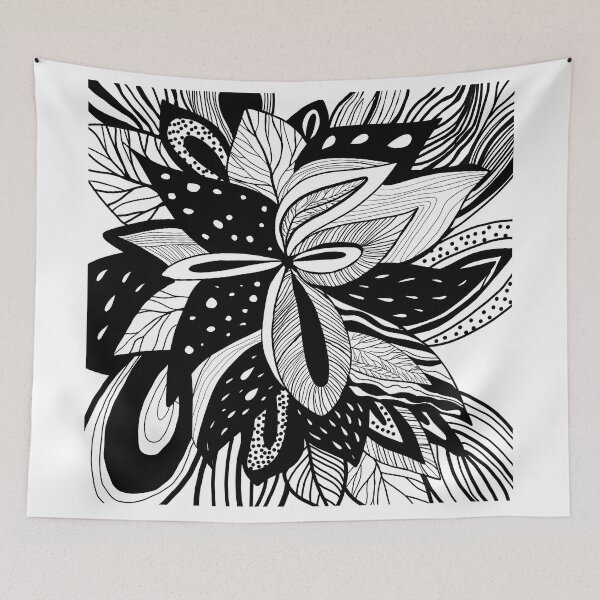 Item preview, Black Ink Flower Drawing designed and sold by NancyMerkle.
