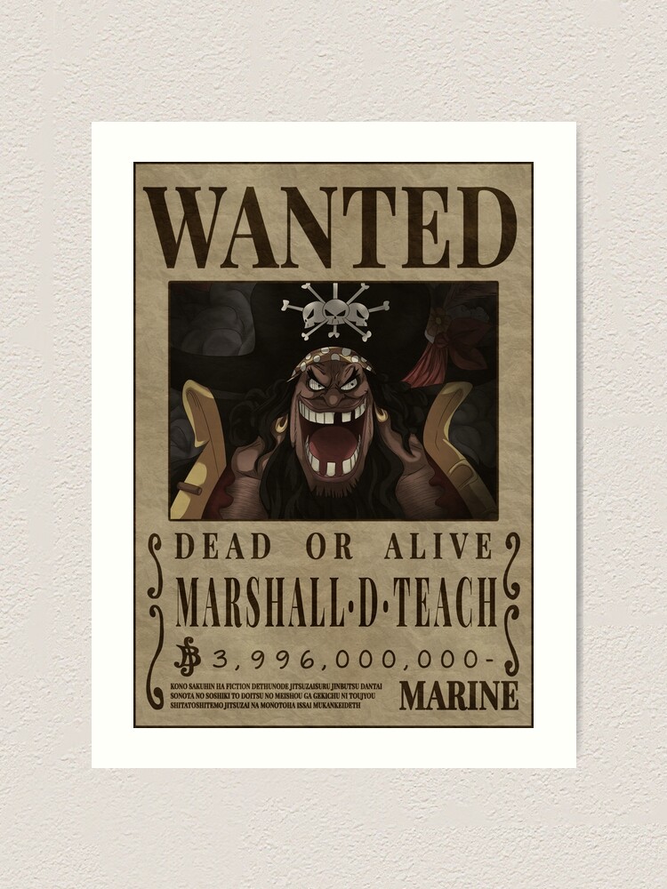 "Marshall D Teach One Piece Kurohige Bounty Poster Blackbeard" Art