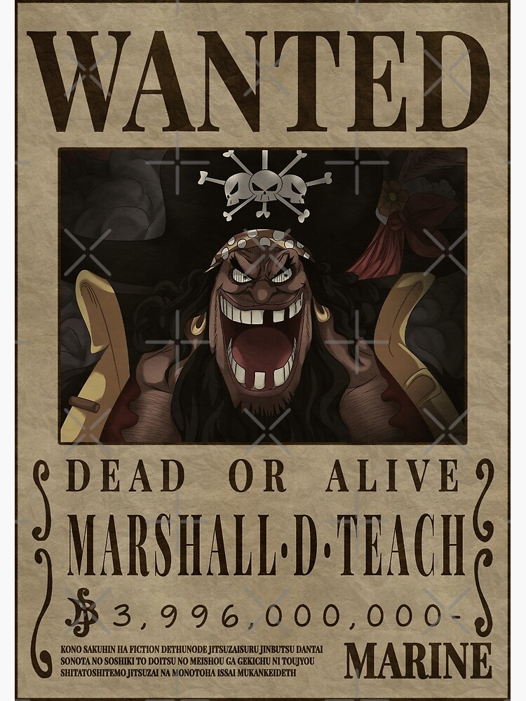 "Marshall D Teach One Piece Kurohige Bounty Poster Blackbeard" Art