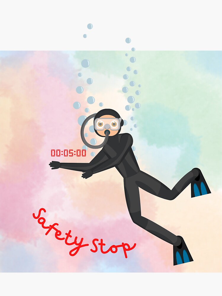 "Safety Stop Scuba Diving Cute Diver in Pastel" Sticker for Sale by