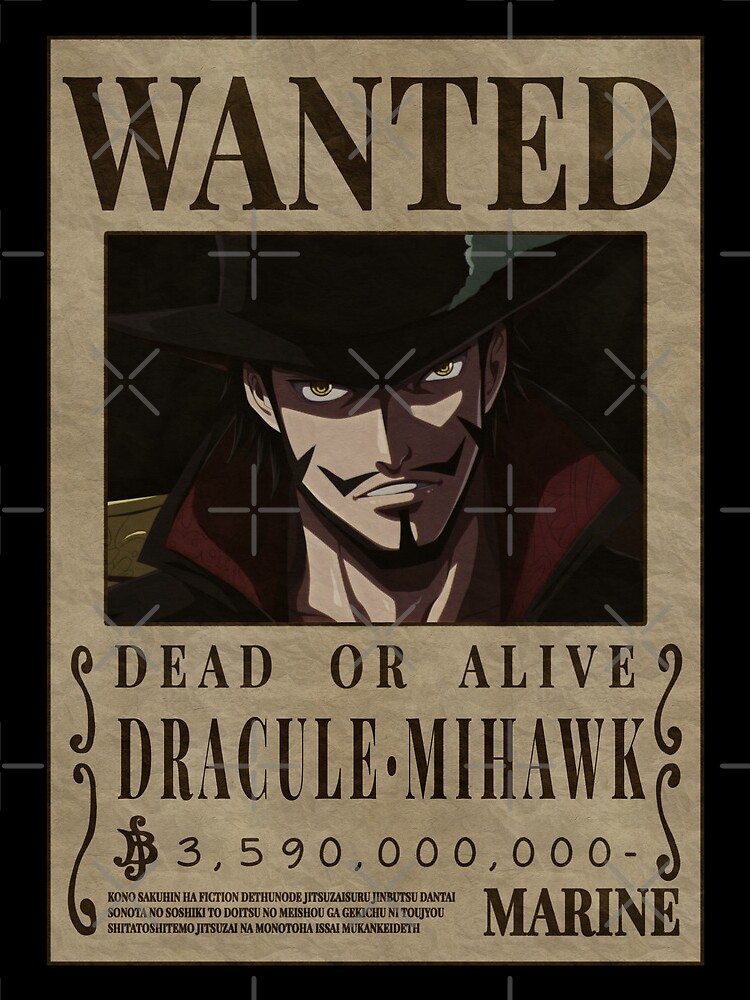 Dracule Mihawk One Piece Taka No Me Bounty Poster Hawk eyes