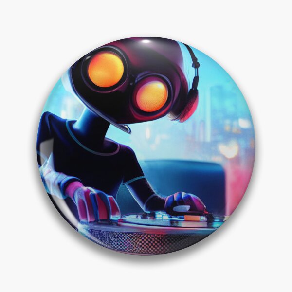 Item preview, robot DJ designed and sold by Mike Kiev art.