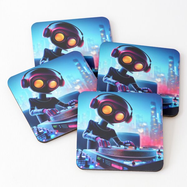 Item preview, robot DJ designed and sold by Mike Kiev art.