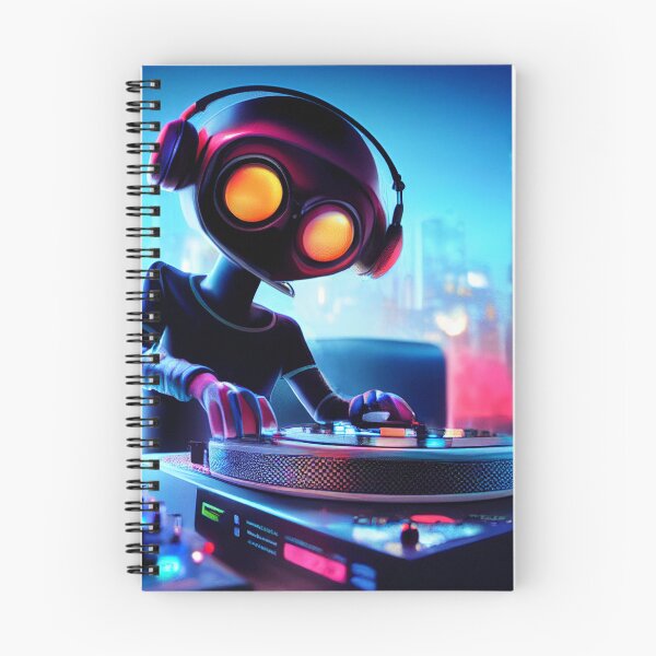 Item preview, robot DJ designed and sold by Mike Kiev art.