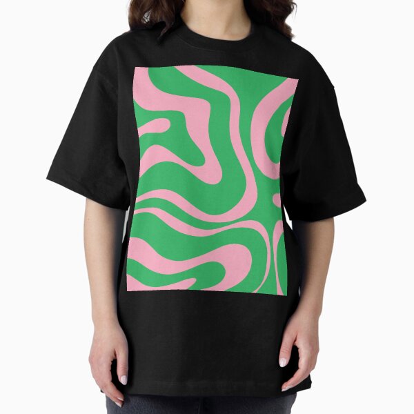 Item preview, Retro Modern Liquid Swirl Abstract Pattern Square in Spring Green and Pink designed and sold by kierkegaard.