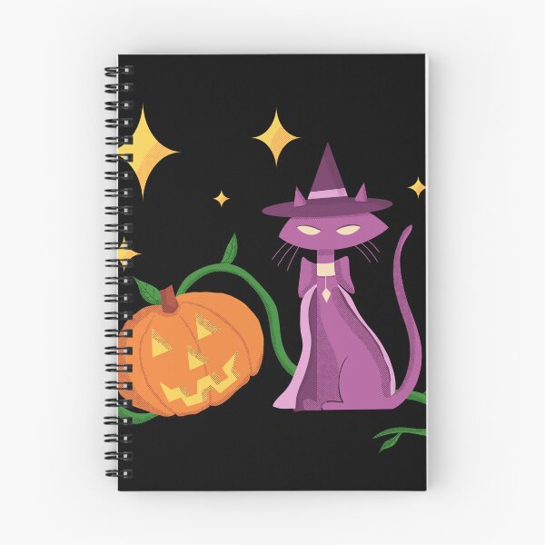 Item preview, Spooky and Cute Halloween Witch Cat and Pumpkin in Mid-Century Style  designed and sold by ksrogersdesigns.