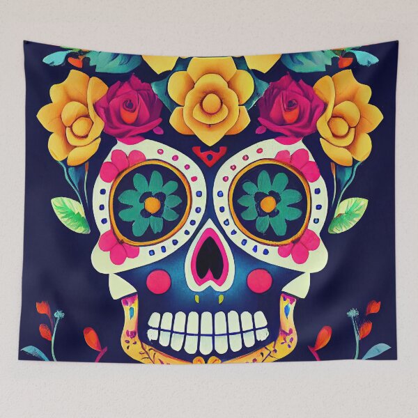 Item preview, Beautiful colorful design of a Dia de Los Muertos skull designed and sold by artofbelletz.