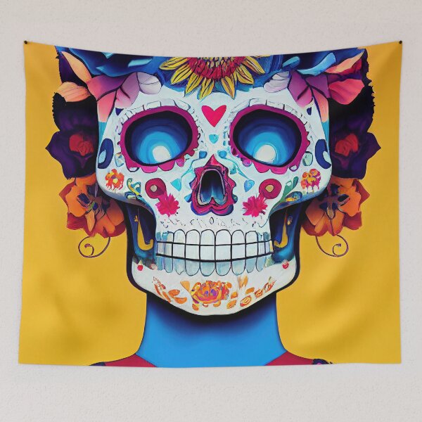 Item preview, Beautiful colorful design of a Dia de Los Muertos skull designed and sold by artofbelletz.
