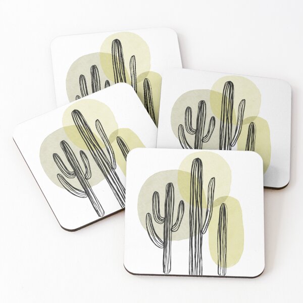 Item preview, Minimalist Saguaro Cactus - Botanical Drawing with Green Shapes designed and sold by rachelhirst.