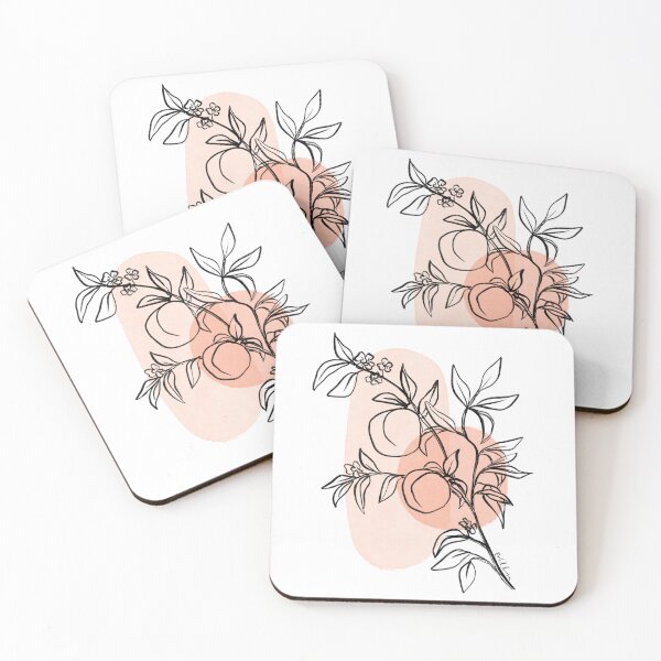 Item preview, Minimalist Peaches - Botanical Drawing with Pink Shapes designed and sold by rachelhirst.