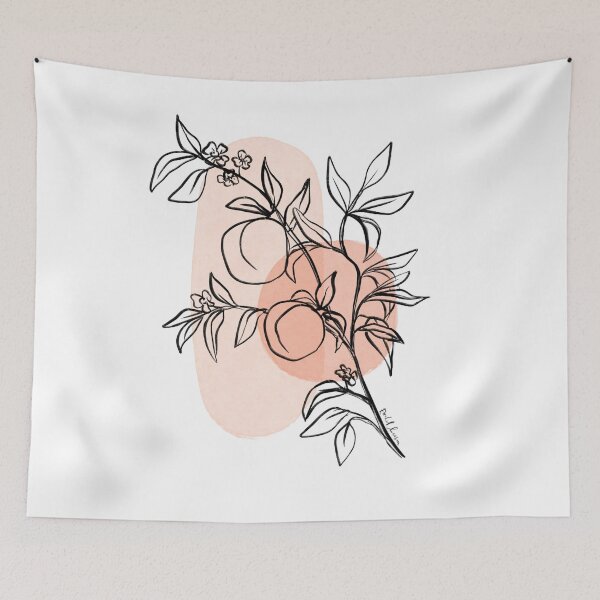 Item preview, Minimalist Peaches - Botanical Drawing with Pink Shapes designed and sold by rachelhirst.
