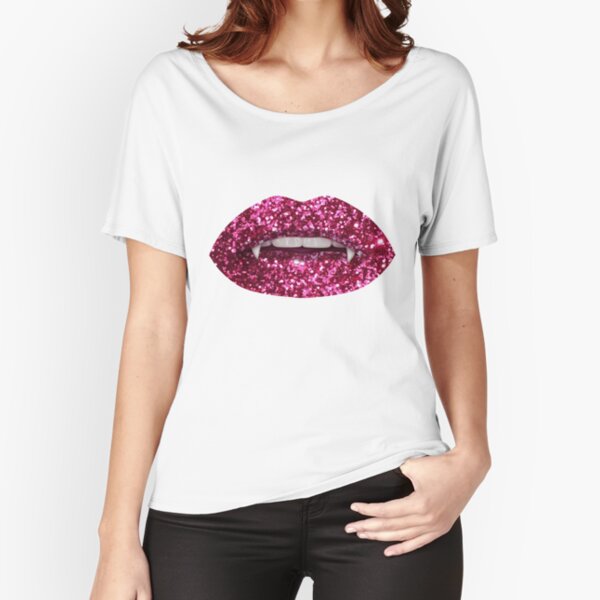 Pink Glitter Vampire Lips-Super Sexy Vixen Relaxed Fit T-Shirt