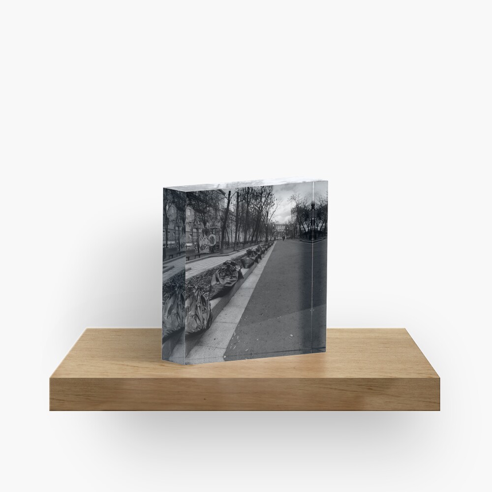 Taking out the trash - Moscow Russia Acrylic Block