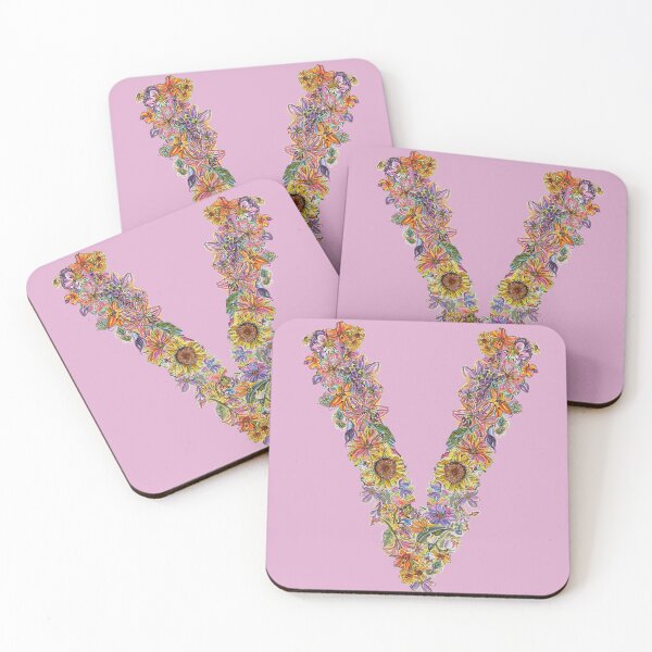 Item preview, V Floral Initial designed and sold by Lenaartist.