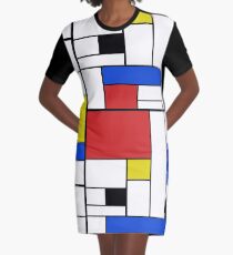 Mondrian Lines Graphic T-Shirt Dress