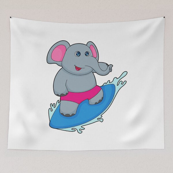 Item preview, Elephant as Surfer with Surfboard designed and sold by Snabdesign84.