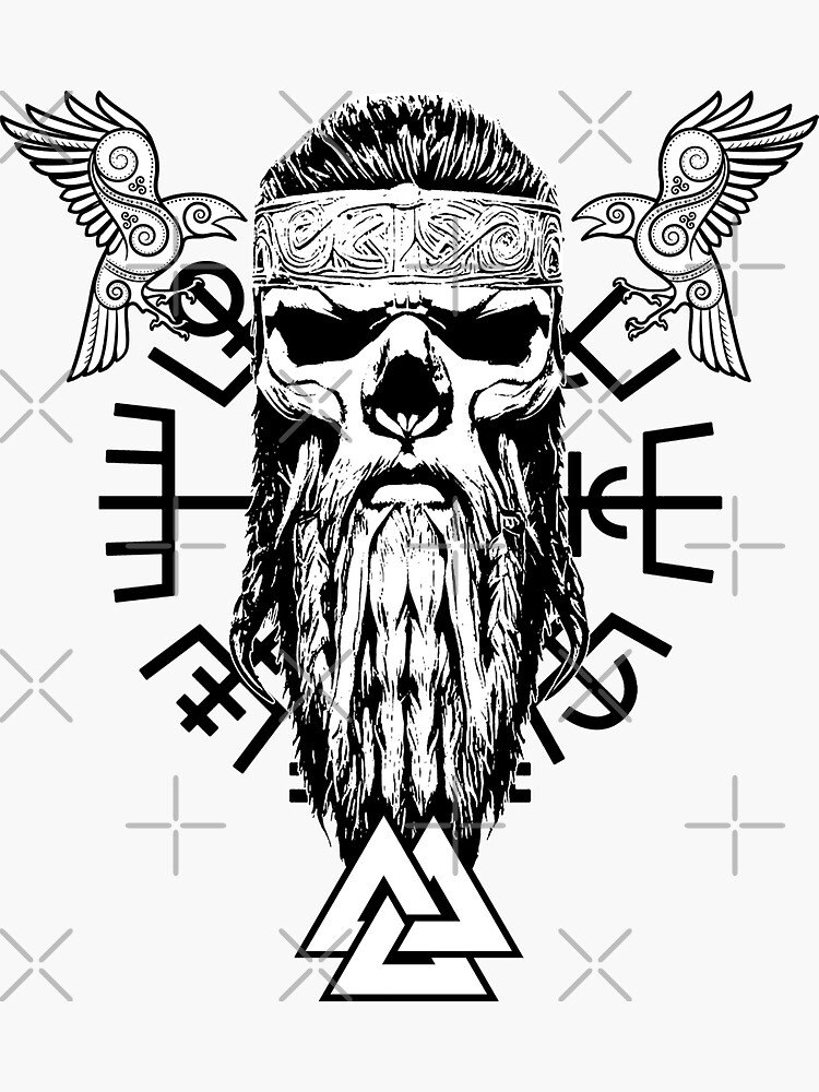 Odins ProdbyNiECO Vegvisir Knoten Odin von Raben mit Sticker | und \