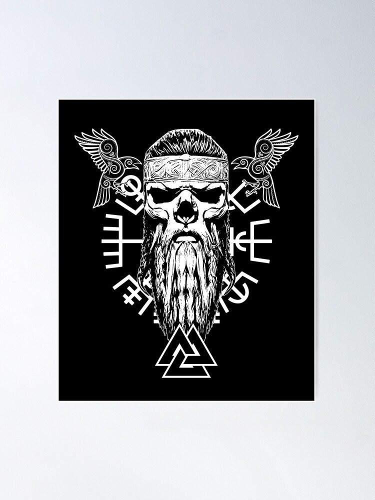 Odin Ravens Huginn & Muninn VEGVISIR T-shirt Vikings Poster for