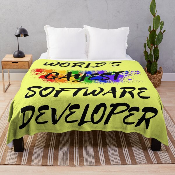 Item preview, World's Gayest Software Developer LGBT Joke With Rainbow Colors In Yellow designed and sold by LuckyKermit.