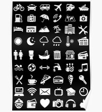 Travel Icons Language (White) Poster