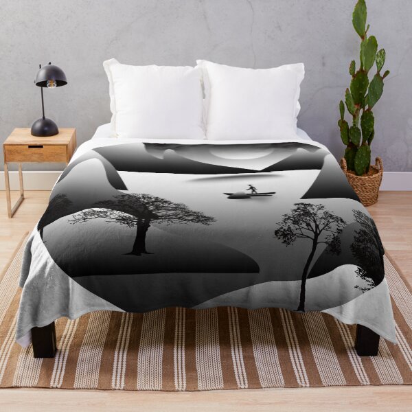 Item preview, A fisherman looking for fish in the river between the mountains designed and sold by Bigrow.